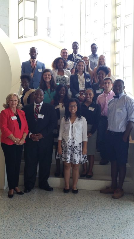 Chairwoman Rita Allison stands with students from the Education Reform Student Advisory Council, which includes Manning High School student Quadri Bell and East Clarendon High School student Tyler Baker. Other students, in no particular order, including Jerome Polite from Allendale; ZaTaveya Williams from Bamberg School District 2; Eddie Ramize McKenzie from Chesterfield; Marnija Lewis of Dillon County School District 4; Zateashma Blue of Florence School District 2; Amber Keefe from Florence School District 3; Titus Echols from Florence School District 4; Tonatzi Noriego of Jasper; "Jami" Reese Darling of Laurence School District 55; Kennedy Corley of Lee County; Leah Knight of Lexington County School District 4; Leah Anthony of McCormick; Erikqua Dash of Orangeburg School District 5; Mary Grace Lake of Saluda and Kerry Singleton Jr. of Williamsburg.